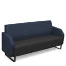 Encore low back 3 seater sofa 1800mm wide with black sled frame - elapse grey seat with range blue back