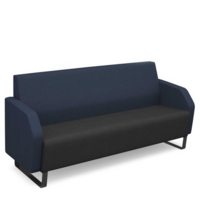 Encore low back 3 seater sofa 1800mm wide with black sled frame - elapse grey seat with range blue back