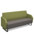 Encore low back 3 seater sofa 1800mm wide with black sled frame - forecast grey seat with endurance green back
