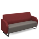Encore low back 3 seater sofa 1800mm wide with black sled frame - forecast grey seat with extent red back