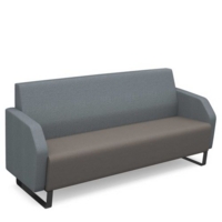 Encore low back 3 seater sofa 1800mm wide with black sled frame - forecast grey seat with late grey back