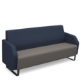 Encore low back 3 seater sofa 1800mm wide with black sled frame - forecast grey seat with range blue back