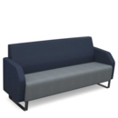 Encore low back 3 seater sofa 1800mm wide with black sled frame - late grey seat with range blue back