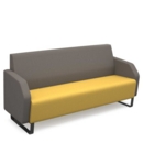 Encore low back 3 seater sofa 1800mm wide with black sled frame - lifetime yellow seat with forecast grey back