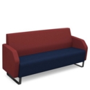 Encore low back 3 seater sofa 1800mm wide with black sled frame - maturity blue seat with extent red back