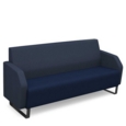 Encore low back 3 seater sofa 1800mm wide with black sled frame - maturity blue seat with range blue back