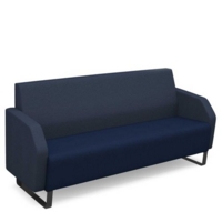 Encore low back 3 seater sofa 1800mm wide with black sled frame - maturity blue seat with range blue back