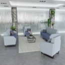 Encore low back 3 seater sofa 1800mm wide with black sled frame - present grey seat with forecast grey back
