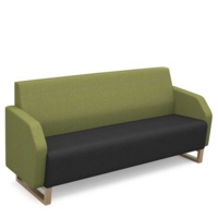 Encore low back 3 seater sofa 1800mm wide with wooden sled frame - elapse grey seat with endurance green back