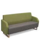 Encore low back 3 seater sofa 1800mm wide with wooden sled frame - forecast grey seat with endurance green back