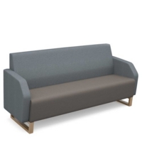 Encore low back 3 seater sofa 1800mm wide with wooden sled frame - forecast grey seat with late grey back
