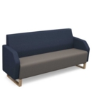 Encore low back 3 seater sofa 1800mm wide with wooden sled frame - forecast grey seat with range blue back