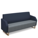 Encore low back 3 seater sofa 1800mm wide with wooden sled frame - late grey seat with range blue back