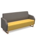 Encore low back 3 seater sofa 1800mm wide with wooden sled frame - lifetime yellow seat with forecast grey back