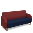 Encore low back 3 seater sofa 1800mm wide with wooden sled frame - maturity blue seat with extent red back