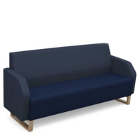 Encore low back 3 seater sofa 1800mm wide with wooden sled frame - maturity blue seat with range blue back