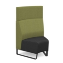 Encore modular single seater concave high back sofa with no arms and black sled frame - elapse grey seat with endurance green back