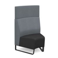 Encore modular single seater concave high back sofa with no arms and black sled frame - elapse grey seat with late grey back