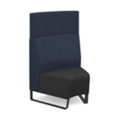 Encore modular single seater concave high back sofa with no arms and black sled frame - elapse grey seat with range blue back