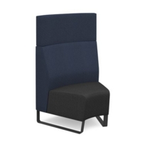 Encore modular single seater concave high back sofa with no arms and black sled frame - elapse grey seat with range blue back