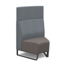 Encore modular single seater concave high back sofa with no arms and black sled frame - forecast grey seat with late grey back