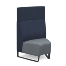 Encore modular single seater concave high back sofa with no arms and black sled frame - late grey seat with range blue back