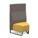 Encore modular single seater concave high back sofa with no arms and black sled frame - lifetime yellow seat with forecast grey back