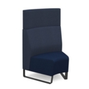 Encore modular single seater concave high back sofa with no arms and black sled frame - maturity blue seat with range blue back