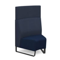 Encore modular single seater concave high back sofa with no arms and black sled frame - maturity blue seat with range blue back