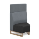 Encore modular single seater concave high back sofa with no arms and wooden sled frame - elapse grey seat with late grey back