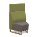 Encore modular single seater concave high back sofa with no arms and wooden sled frame - forecast grey seat with endurance green back