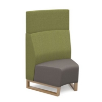 Encore modular single seater concave high back sofa with no arms and wooden sled frame - forecast grey seat with endurance green back