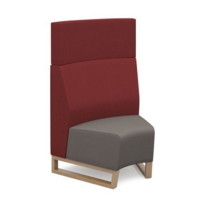 Encore modular single seater concave high back sofa with no arms and wooden sled frame - forecast grey seat with extent red back