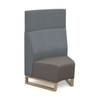 Encore modular single seater concave high back sofa with no arms and wooden sled frame - forecast grey seat with late grey back