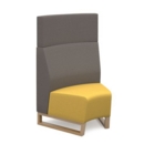 Encore modular single seater concave high back sofa with no arms and wooden sled frame - lifetime yellow seat with forecast grey back