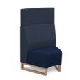 Encore modular single seater concave high back sofa with no arms and wooden sled frame - maturity blue seat with range blue back