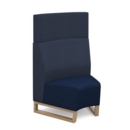 Encore modular single seater concave high back sofa with no arms and wooden sled frame - maturity blue seat with range blue back