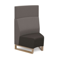Encore modular single seater concave high back sofa with no arms and wooden sled frame - present grey seat with forecast grey back