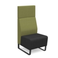 Encore modular single seater high back sofa with no arms and black sled frame - elapse grey seat with endurance green back