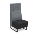 Encore modular single seater high back sofa with no arms and black sled frame - elapse grey seat with late grey back