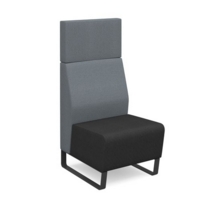 Encore modular single seater high back sofa with no arms and black sled frame - elapse grey seat with late grey back