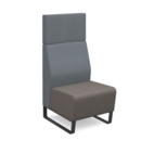Encore modular single seater high back sofa with no arms and black sled frame - forecast grey seat with late grey back