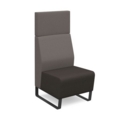 Encore modular single seater high back sofa with no arms and black sled frame - present grey seat with forecast grey back