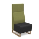 Encore modular single seater high back sofa with no arms and wooden sled frame - elapse grey seat with endurance green back