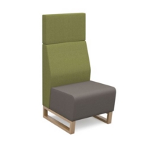 Encore modular single seater high back sofa with no arms and wooden sled frame - forecast grey seat with endurance green back