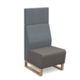 Encore modular single seater high back sofa with no arms and wooden sled frame - forecast grey seat with late grey back