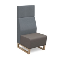 Encore modular single seater high back sofa with no arms and wooden sled frame - forecast grey seat with late grey back