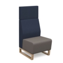 Encore modular single seater high back sofa with no arms and wooden sled frame - forecast grey seat with range blue back