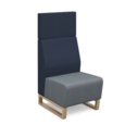 Encore modular single seater high back sofa with no arms and wooden sled frame - late grey seat with range blue back