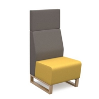 Encore modular single seater high back sofa with no arms and wooden sled frame - lifetime yellow seat with forecast grey back